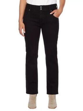 Hudson Jeans Slim Straight Black Flap Pocket Mid Rise Stretch Denim Size 12 NWT